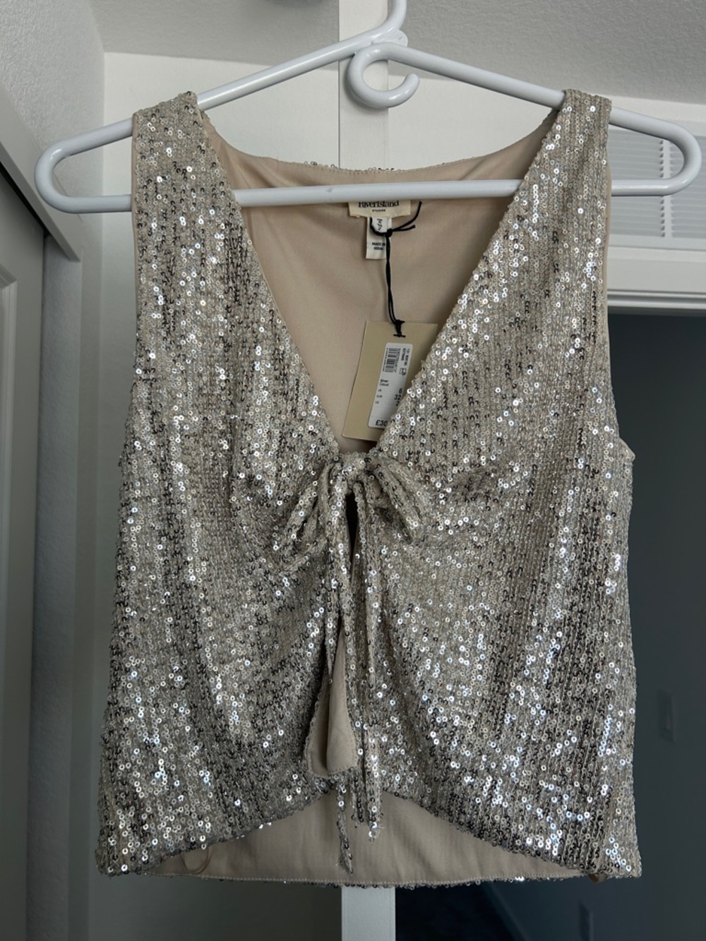 River Island Sequin Cami in champagne